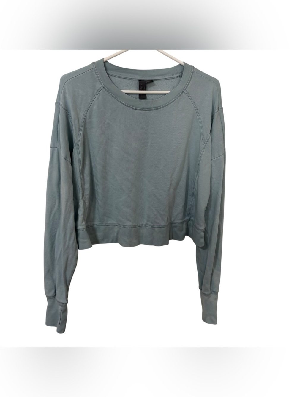 Sweaty Betty After Class cotton modal long sleeve light blue crop sweater size12